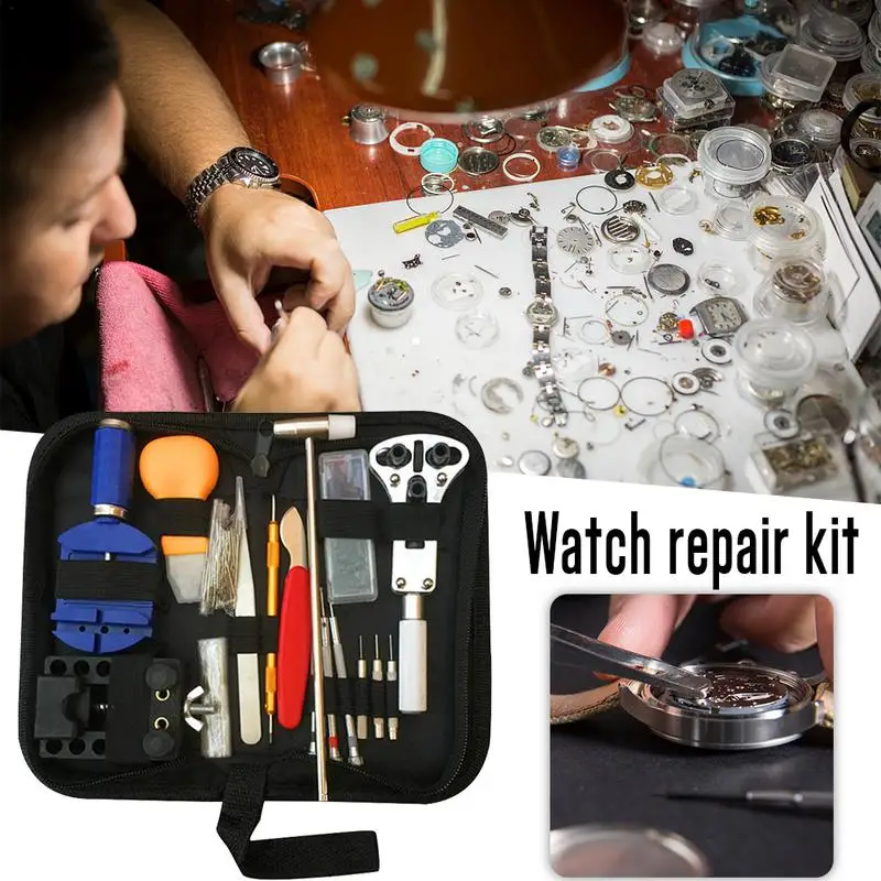 

Multifunctional Watch Repair Kit 147 Piece Tool Set with Watchband Dismantling Device Bottom Opener Tweezers Punching Needles an