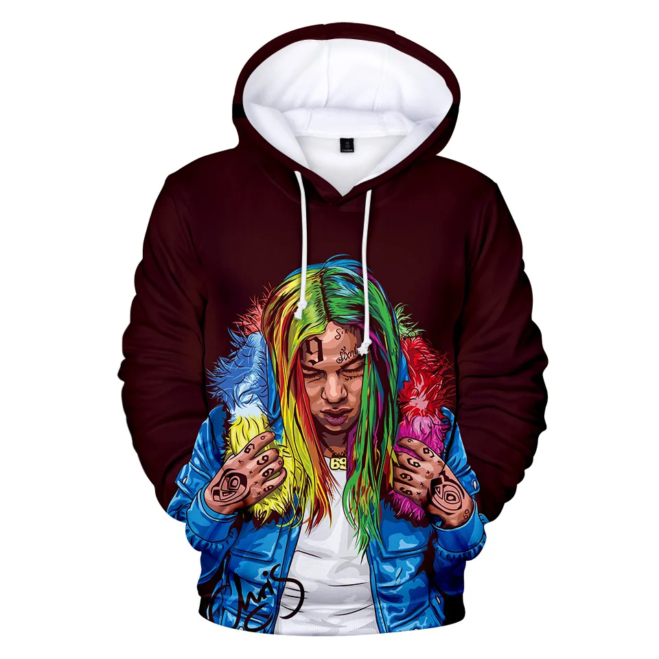 

Tekashi 69 6ix9ine 3D Printed Funny Hoodie KPOP Hip Hop Popular Rap Singer Graphic Sweatshirts Sudadera Hombre Streetwear Hoody
