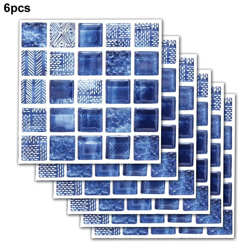 

Imitation Tile Wall Stickers Self Adhesive Oil-proof Waterproof Color Fast Decor For Home Living Room Kitchen Bathroom Blue