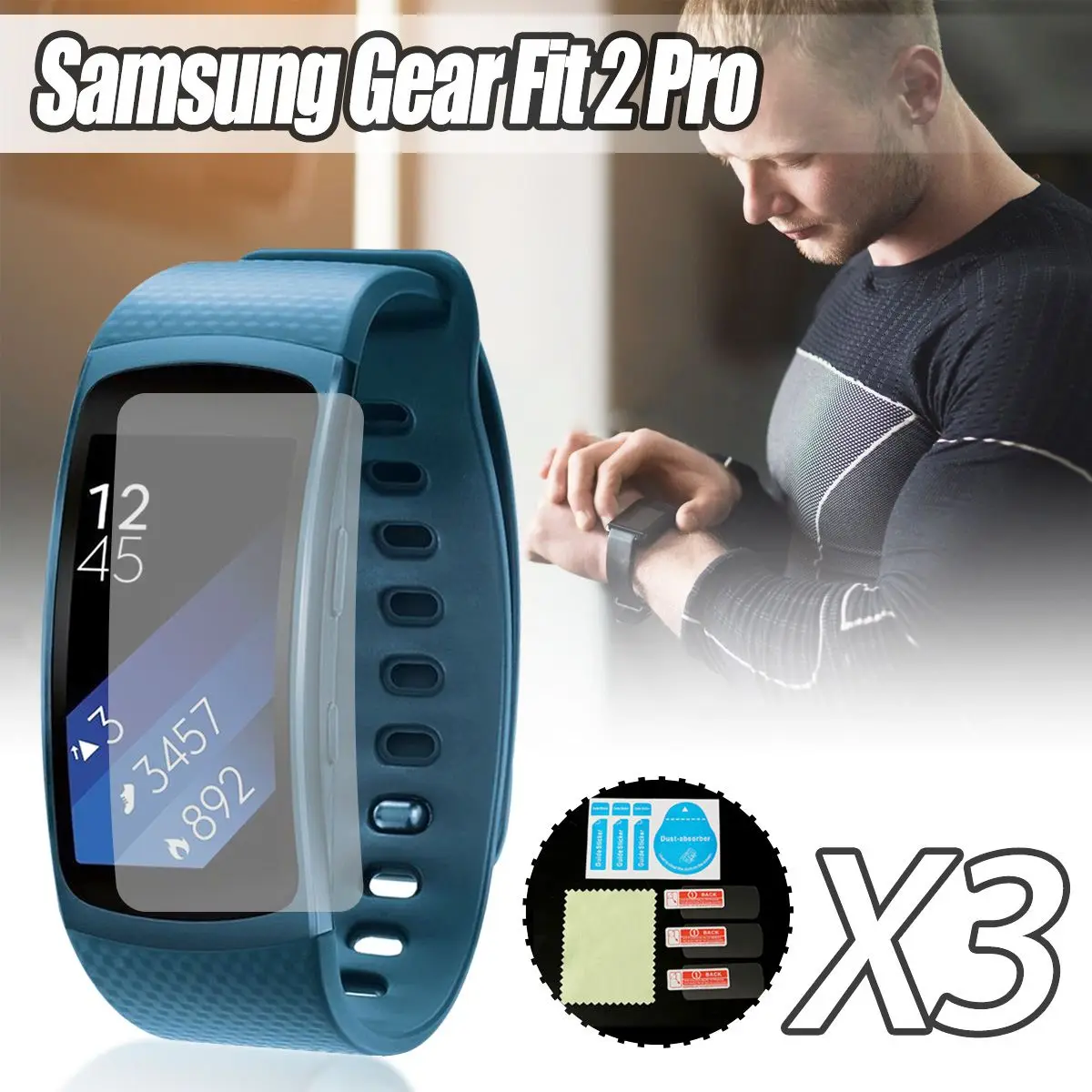 

3Pcs Anti Scratch Watch Screen Protector Clear HD Frosted Protective Films Shield For Samsung Gear Fit 2 Sport Fitness Bracelet