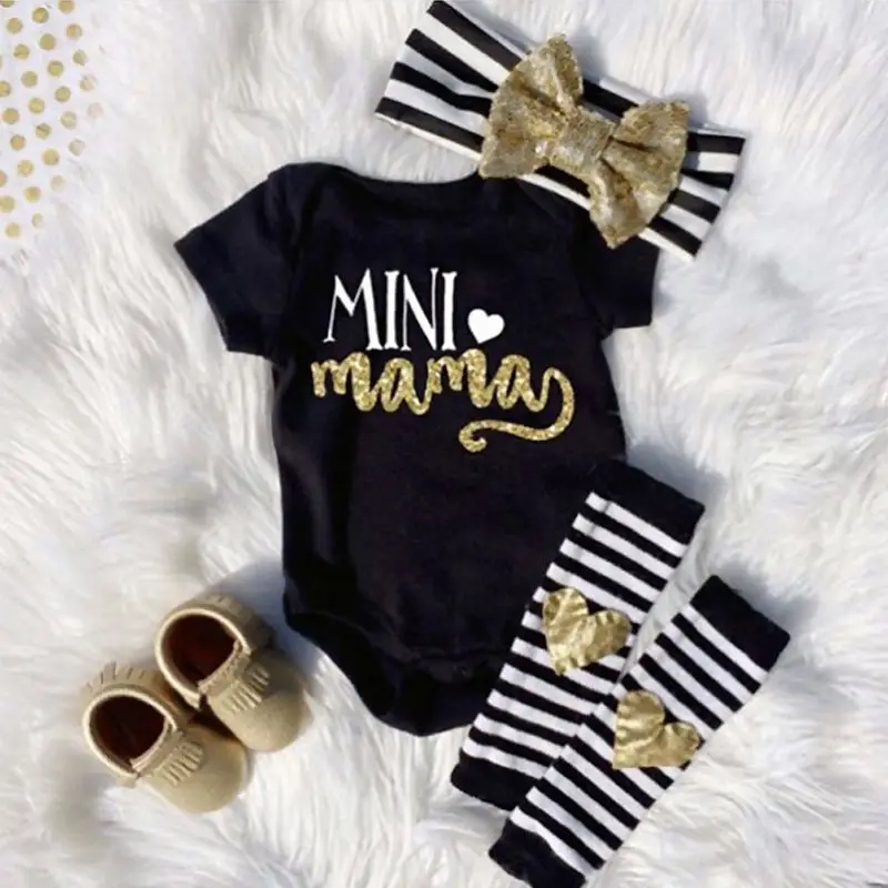 

4pcs Newborn Infant Kids Baby Girl Romper+Leg Warmer+Headband Clothes Outfit Set
