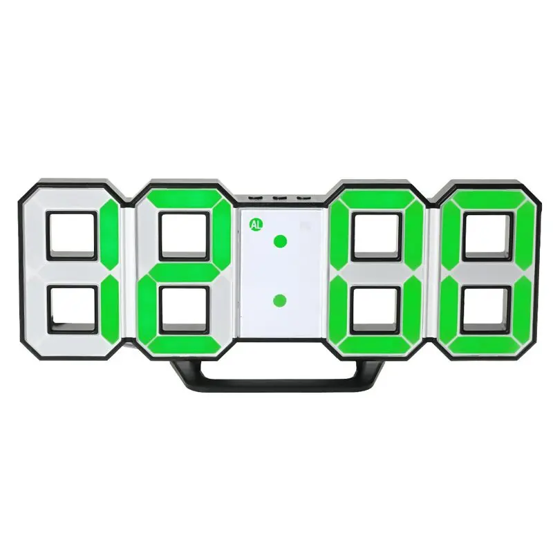 

Led Wall Clock Table Clock Digital Alarm Clock With Led Display Brightness Adjustable (Green-Black)