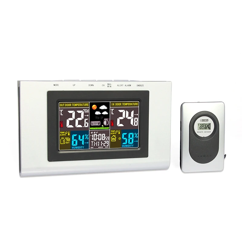 Atomic Wireless Weather Station With Indoor Outdoor Sensor Color Display Alarm Clock Temperature | Дом и сад
