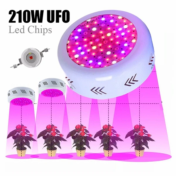 

210W LED Grow Light Panel Full Spectrum 42red 12blue 3red 3uv 6white 6warm white Hydroponic Indoor Outdoor Flower Plant Lamp