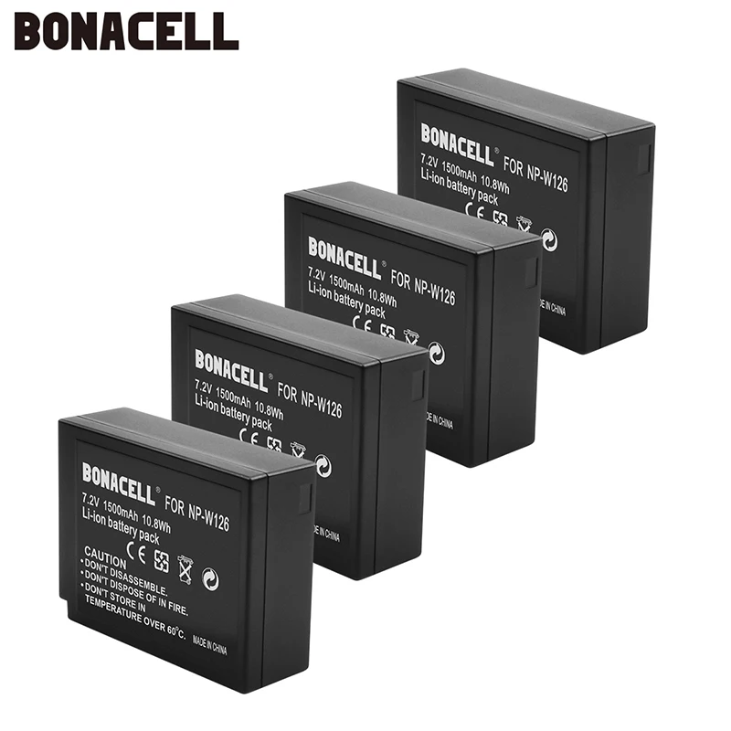 

bonacell 4pcs for Fujifilm NP W126 NP-W126 NP-W126S Battery X-M1 X-A1 X-T1 X100F X-T2 X-A10 X-E2S X-T20 X-E3 HS30EXR X-Pro2