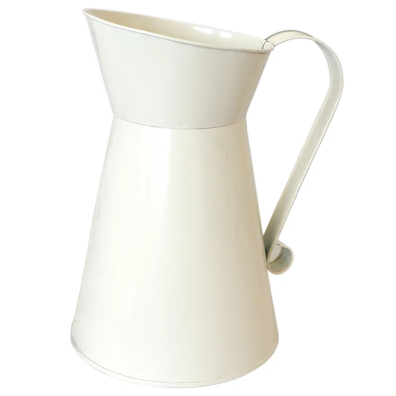 

CSS Vintage Tall Shabby Chic Cream Vase Enamel Pitcher Jug Wedding Home Decor