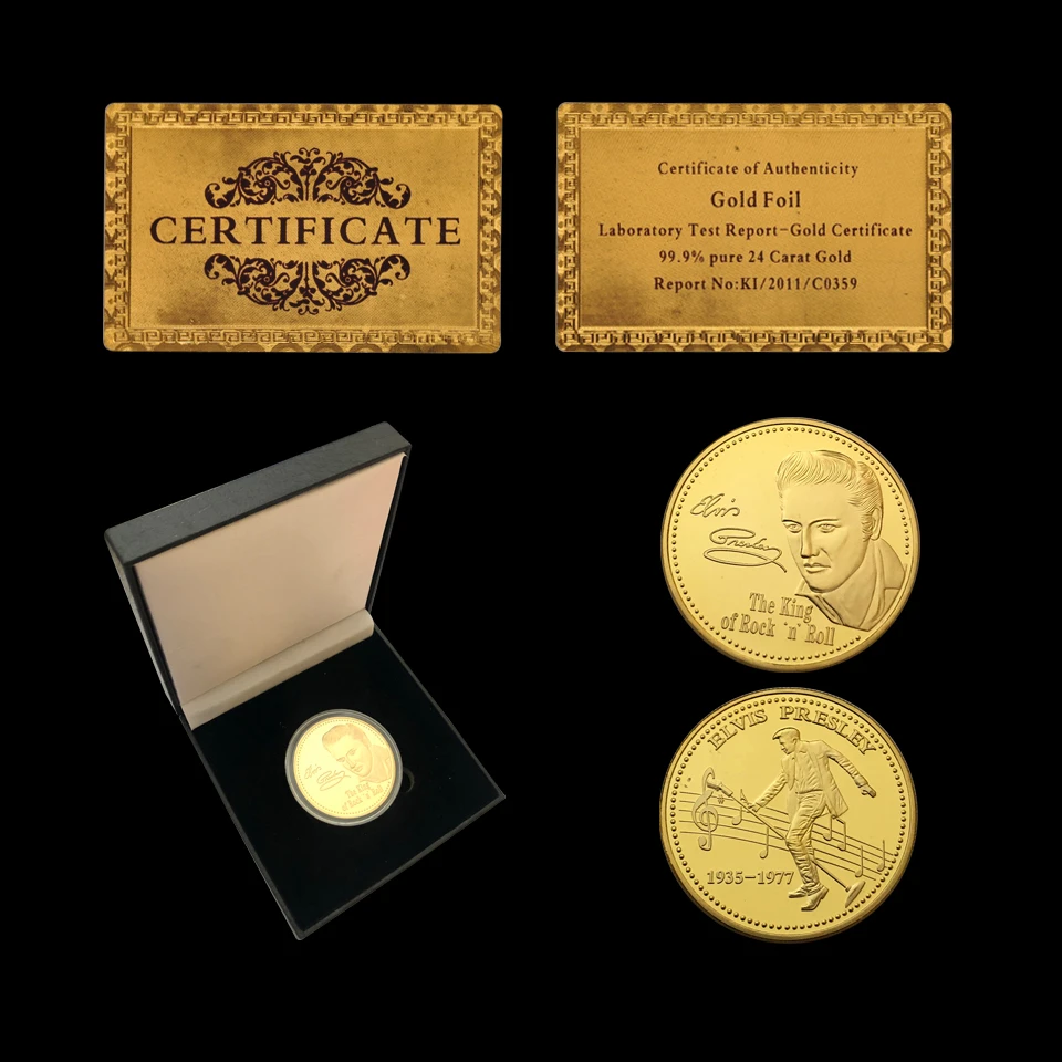 

World Musician Rock King Elvis Presley Gold/Silver Plated Celebrity Souvenir Coin W/Lucky Box