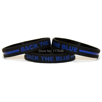 

100pcs Back The Blue Thin Blue Line wristband silicone bracelets free shipping by ePacket A
