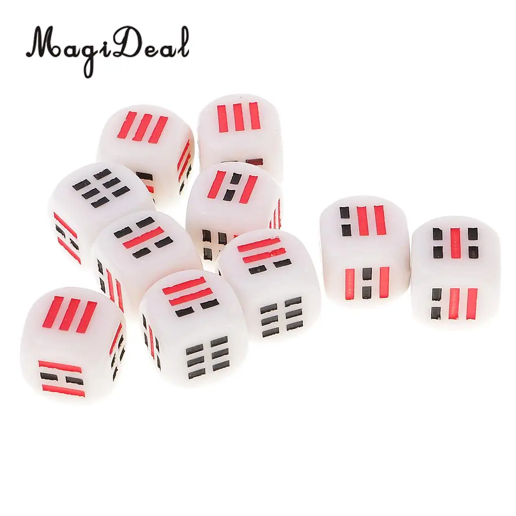 MagiDeal 10 шт. пластиковые 6 сторонние D6 фотообои для гадания триграммы игрушки