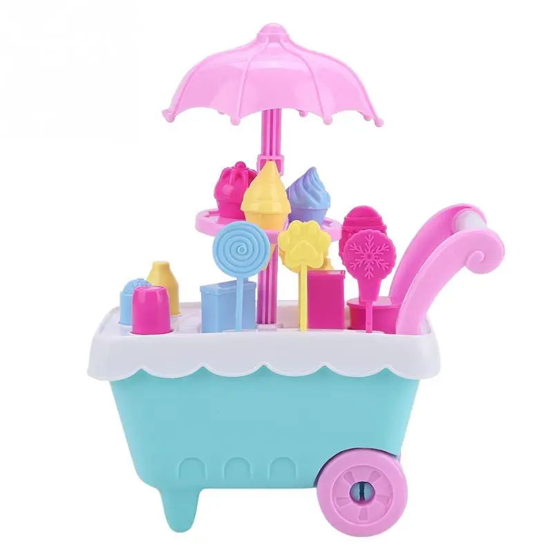 

Simulation Mini Ice Cream Trolley Toy Supermarket Candy Ice Cream Cart Set With Light nice gift for children kids New Arrival