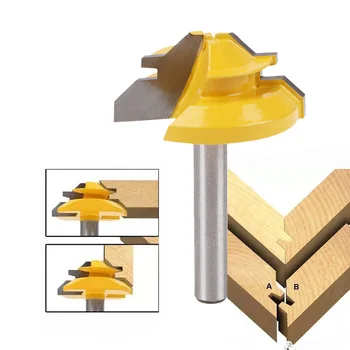 

1/4" Shank Tenon Cutter Woodwork Milling Cutter Woodworker Lock Miter Router Bit 45 Degree Width 1-3/8" Woodworking Drill Bit