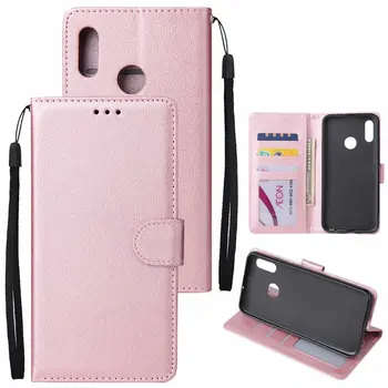 

10pcs/lot Solid color Wallet PU Leather +TPU Case For huawei Honor 10Lite P Smart 2019 Y7 2019 Honor 8C With Photo Frame Card