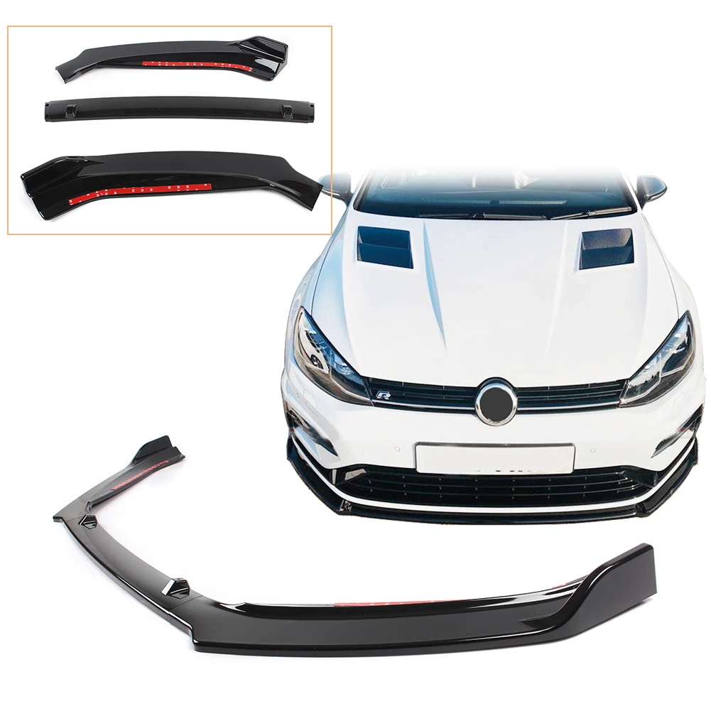 Golf 7,5, 2015, 2016, 2017, parachoques delantero labio Spoiler para Volkswagen Auto accesorios ABS de plástico negro|Molduras de estilo| -