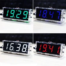 Kit d'horloge numérique LED compacte à 4 chiffres, contrôle de la lumière, affichage de la température, de la Date et de l'heure avec boîtier Transparent