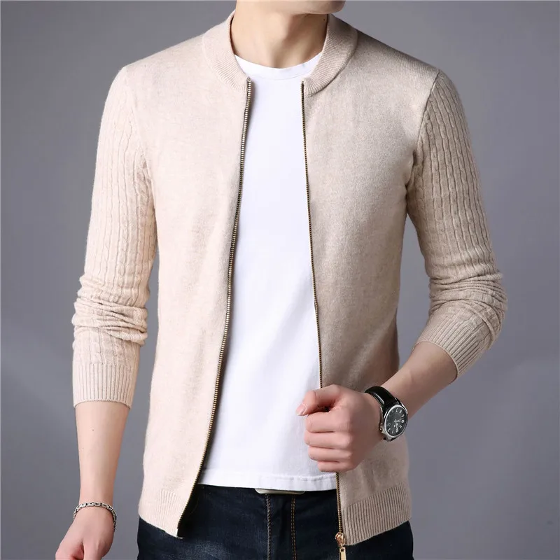 سستة سترة سترة الرجال الشتاء جولة الرقبة محبوك سترة Sweatercoat سليم صالح عارضة Sweters معاطف العلامة التجارية رجل تريكو 2019