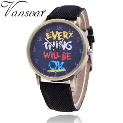 Vansvar Брендовые женские кварцевые часы все будет ОК кожаный ремешок браслет часы новое поступление креативные женские часы