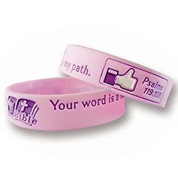 

300pcs Religious Inspirational Christ Lamp and Light Bible Psalms 119:105 wristband silicone bracelets free shipping by FEDEX A