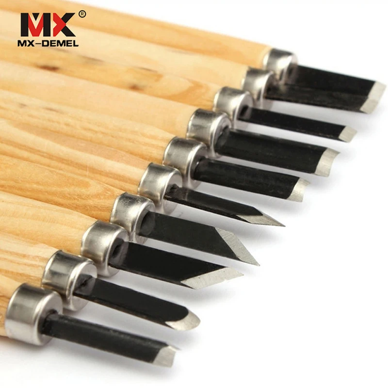 10Pcs High-carbon steel Chisel Set Stone Carving Artist Woodworkers Tools Set 