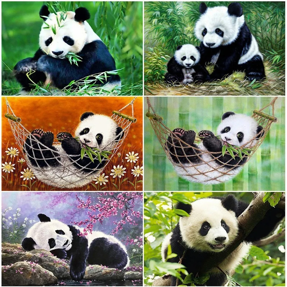 

Huacan Diamond Mosaic Sale Full Square Drill Panda DIY Rhinestones Diamond Painting Animal Diamond Embroidery Home Decor Kits
