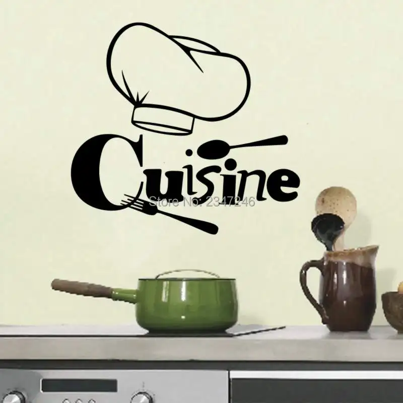 Cuisine French Kitchen Wall Sticker Chef Hat Vinyl Poster Home Decoration