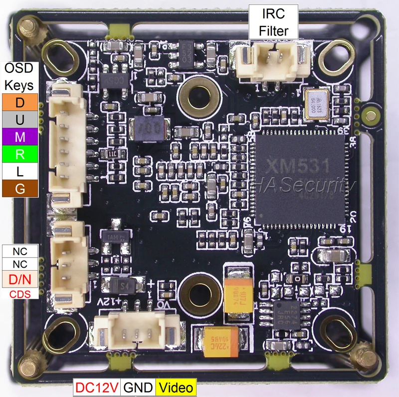 Камера видеонаблюдения Модуль платы PCB для Sony Exmor IMX238 CMOS + XM531 (NVP2431) камера (720P) / CVBS