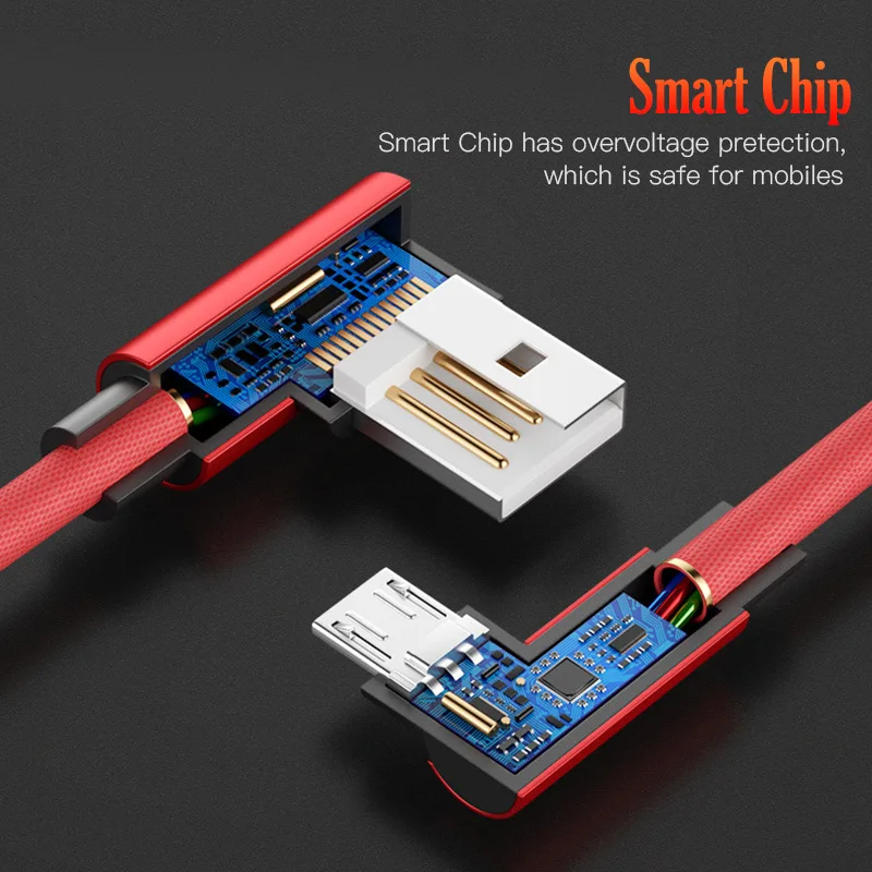 Кабель Micro USB Type C с нейлоновой оплеткой 90 градусов 1 м/2 м кабель передачи данных