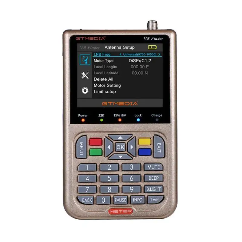 

GTMEDIA V8 Finder Satellite Finder DVB-S2/S2X Digital 1080P Satellite Meter with AV/HDMI Output Functions