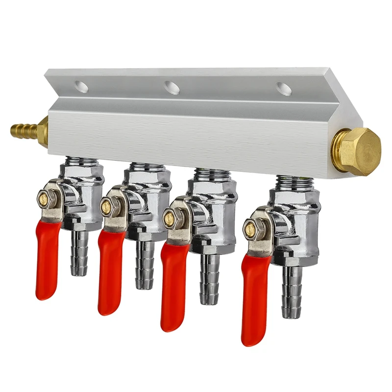 

SNNY-4 Way Co2 Gas Distribution Block Manifold With 7Mm Hose Barbs Homebrewing Draft Beer Dispenser Keg