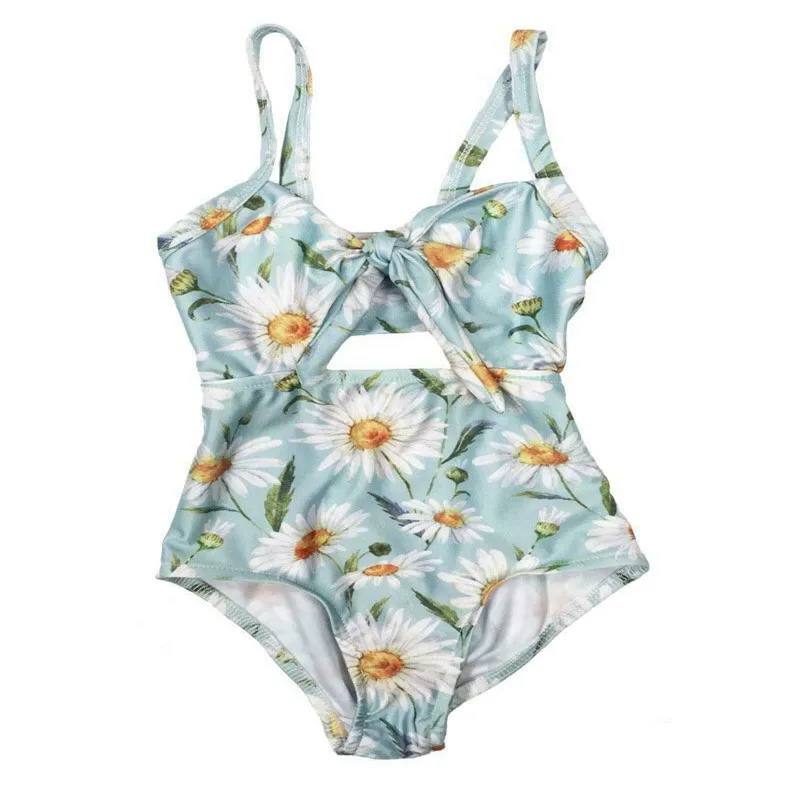 Новинка 2019 года; летний цветочный комбинезон без рукавов для маленьких девочек; купальные костюмы; одежда для купания; цельнокроеная