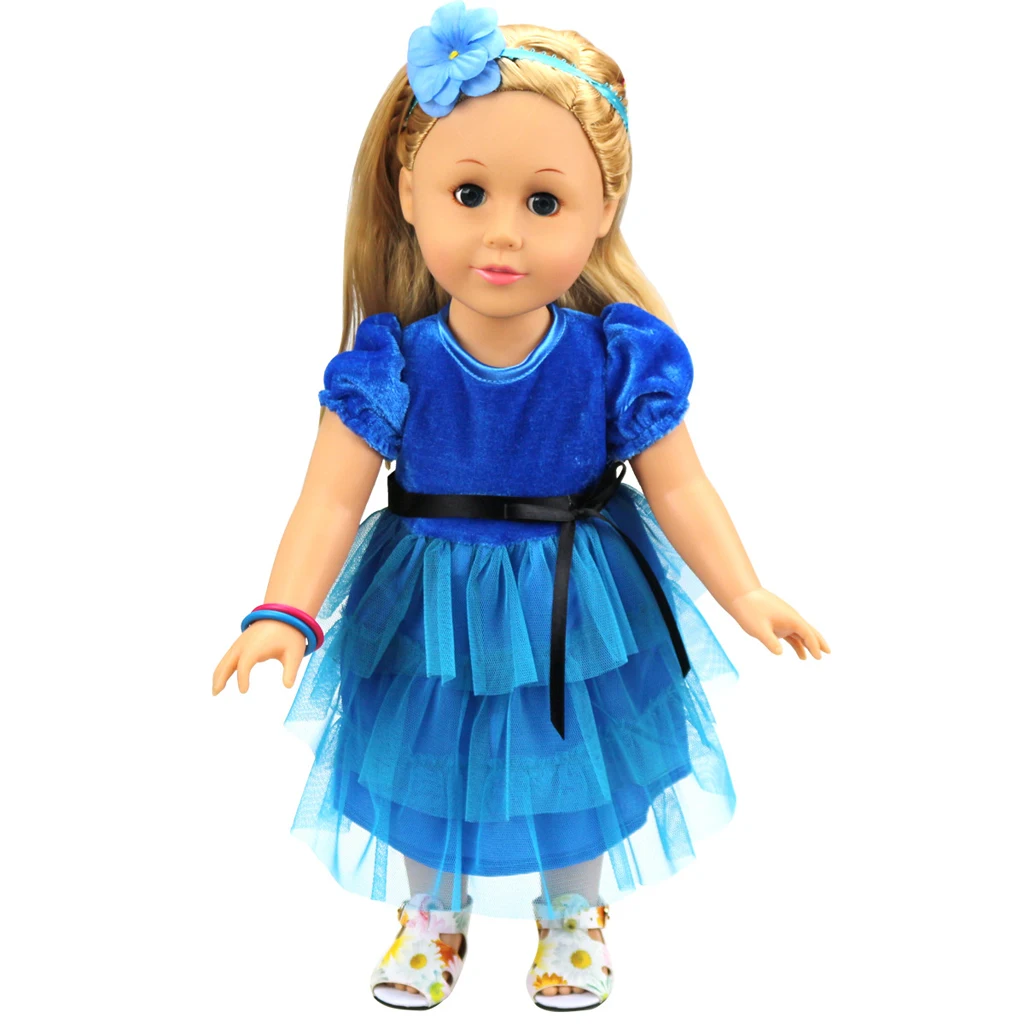Милый сладкий галстук бабочка синий кружево экран торт юбка Плюшевые 3 слоя платье для 18 дюймов куклы
