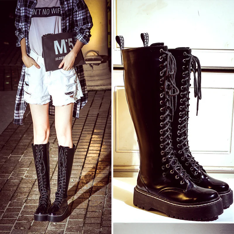 

2018 Flat Martin England Rough Long High Woman Winter Women Boots