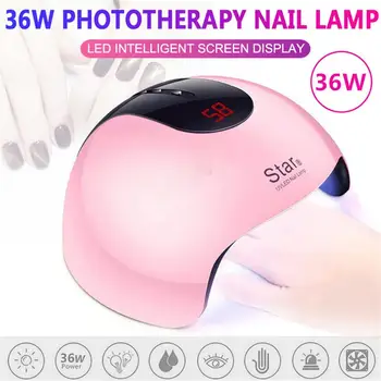 

36W UV Light Nail Lamp Portable 12 LED Nail Curing Lamps Nail Dryer With 30s/60s/90s Timer For All Manicure Gel Tools