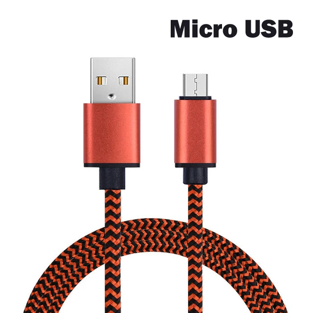 المصغّر USB كابل 2A 1 m سريع شحن النايلون USB مزامنة بيانات الهاتف المحمول الروبوت محول كابل الشاحن لسامسونج سوني HTC LG كابل