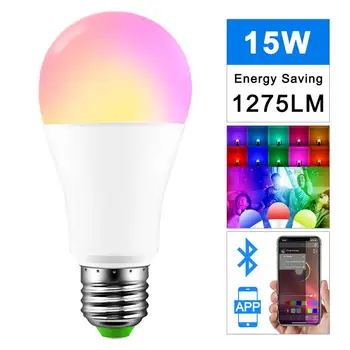 

15W Bluetooth Led RGB Bulb Lights E27 LED Lamp Light RGBW RGBWW Magic Smart Lighting Lamp Dimmable APP Sound Control