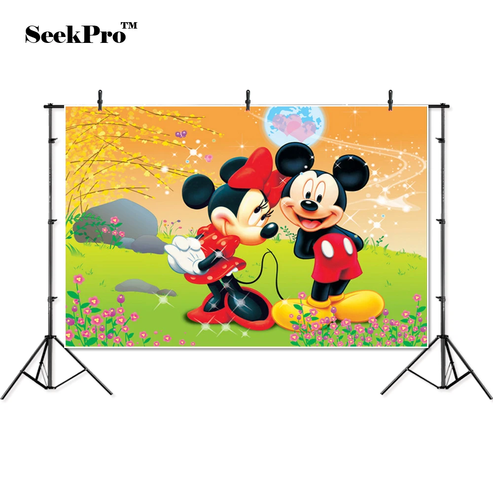 

SeekPro Mickey Minnie Garden moon Love Heart Banner Photo Background Printed Studio Professional Indoor Photographic Backdrop