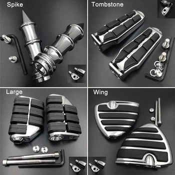

Front Large Wing Foot Peg For 2002-2009 03 Yamaha Road Star XV1700PC Warrior Spike footpeg Rest pedal Billet Rubber Motorcycle