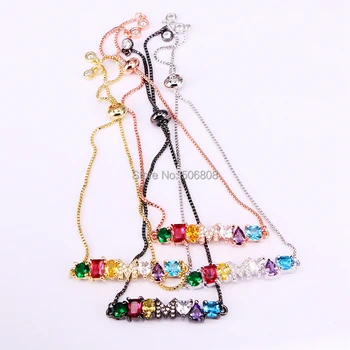 

6PCS, Letter A and M CZ bar bracelet adjusted jewelry fashion colorful cz elegance classic jewelry