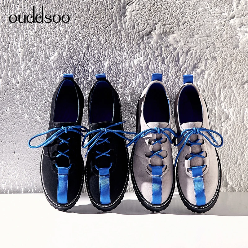

Women Oxford Shoes Flat Genuine Leather Casual Vintage For Loafers Minxed Color Casual Handmade Female Brogue Shoes Mujer 34-40