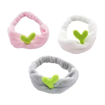 

3PCS Sprout Plush Elastic Cute Cartoon Hairband Headband for Makeup Washing Face Sport