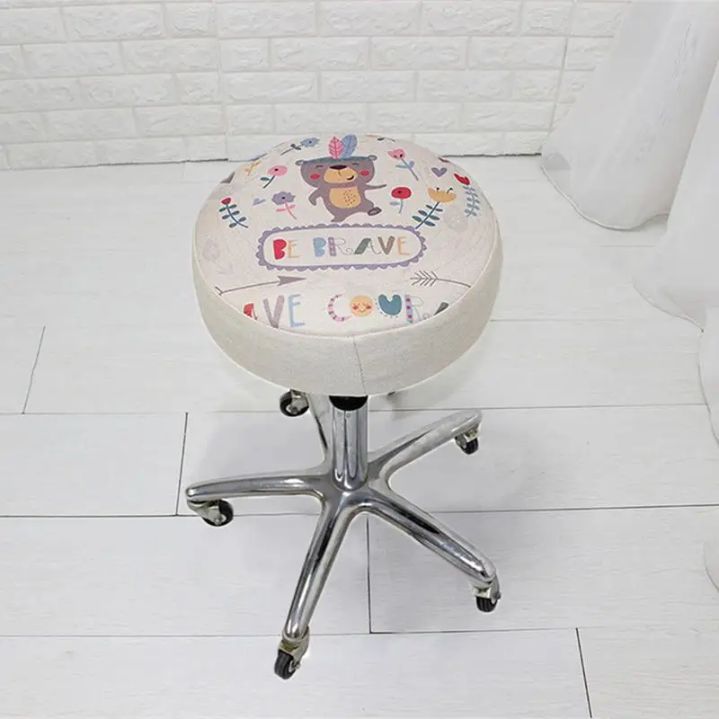 

Imitated Linen Cute Cartoon Animal Pattern Round Chair Cover Home Hotel Stool Cover