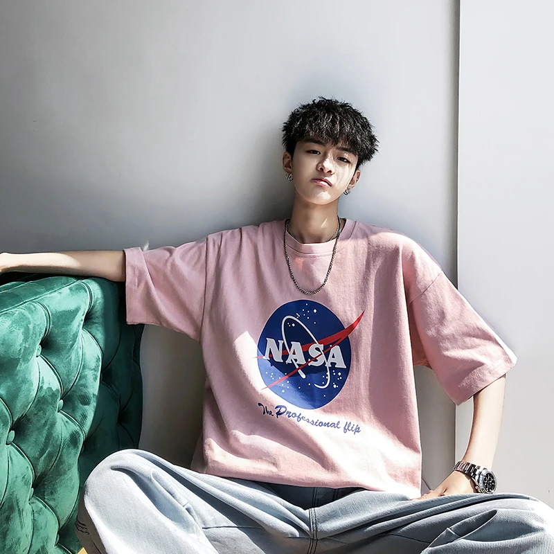 

Men's T-shirt 2019 Summer New Loose Round Neck Pullover Wild Letter Printing T-shirt Personality Youth Casual Men's Clothing