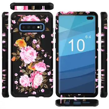 

Dual Layer Hard Case for Samsung Galaxy s10 s10e s10+ Hybrid PC Printed Shockproof Armor for galaxy s10 plus Flower Pattern case