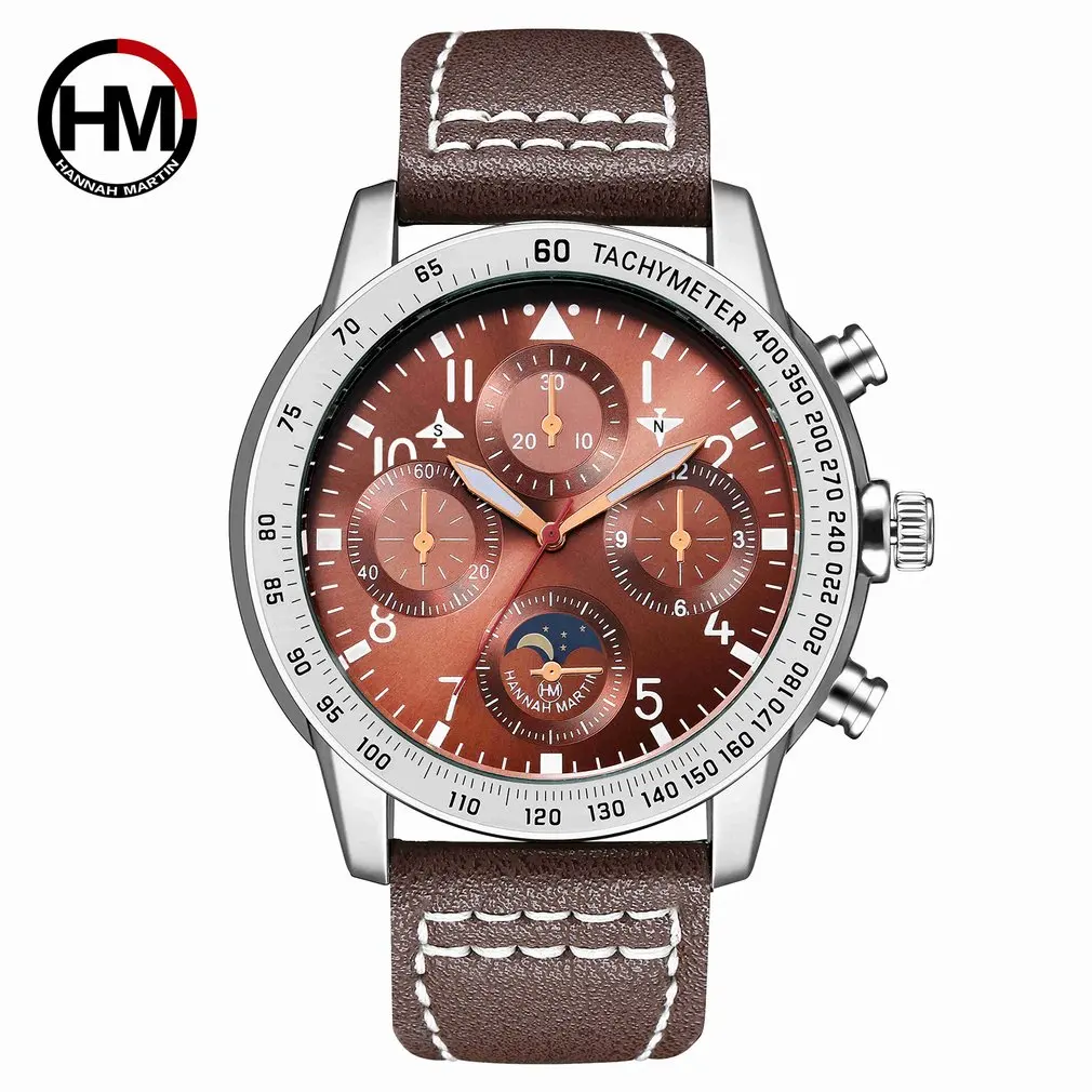 

Hannah Martin HM-2256 Casual Mens Quartz Wristwatch Luxury Leather Business Watch Male Military Sport Wrist Watch