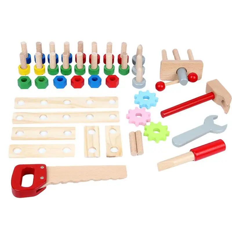 Твердый деревянный проект Workbench Play Nut Building Set красочный интерактивный умный DIY игрушка раннее образование для мальчиков и девочек