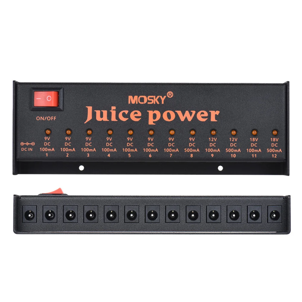 MOSKY JUICE POWER Guitar Effect Pedal Power Supply Station 12 Isolated DC Outputs for 9V 12V 18V Guitar Pedal Low-powe