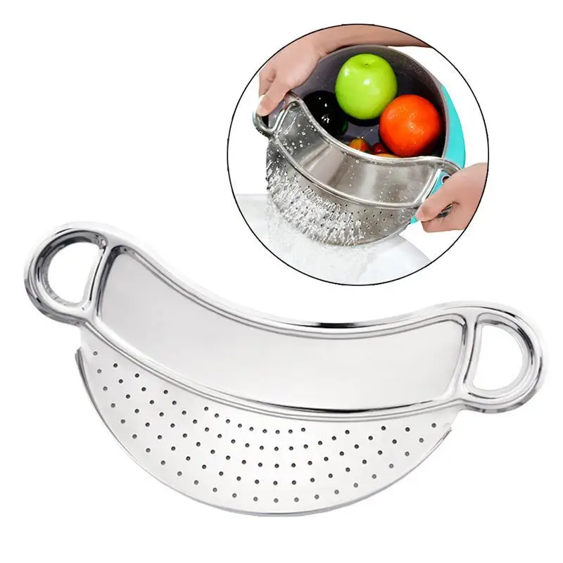 

Kitchen Food Strainer Stainless Steel Clip-on Colander Pasta Strainer Draining Vegetables Fit For All Pots and Bowls