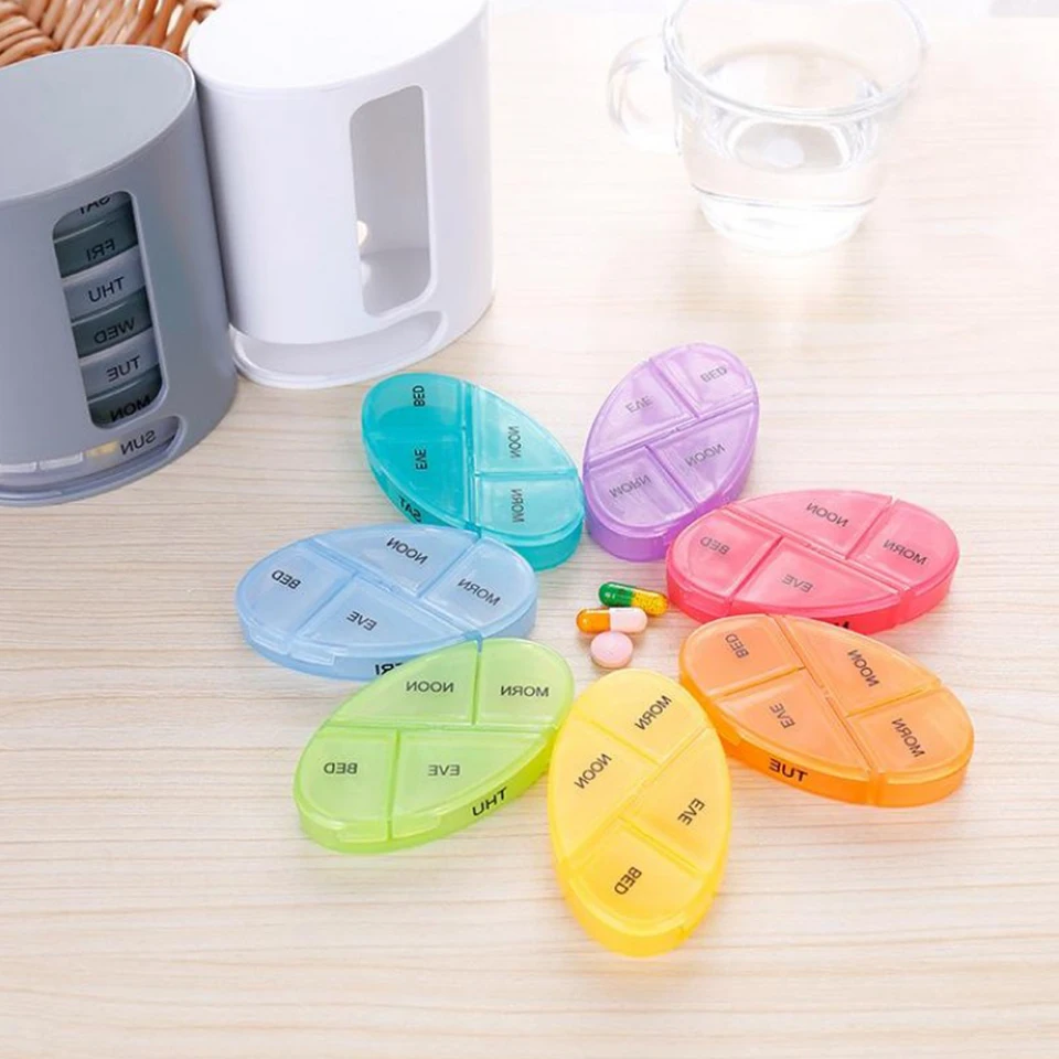

Portable Mini Pill Case Box Capsule Weekly Splitters Organizer/Container For Tablets Compartment Transparent Plastic Storage Box