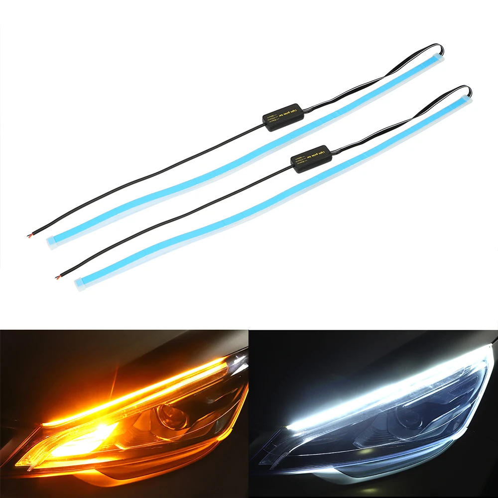 2Pcs LED Strip Car DRL Daytime Running Lights Turn Signal Lamp Running