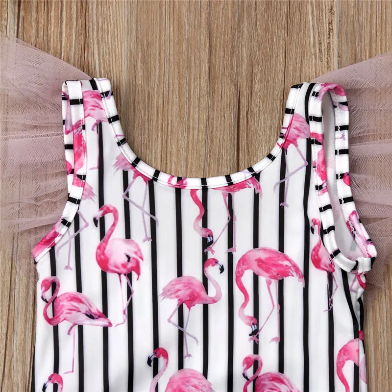 Hirigin/Одежда для купания для маленьких девочек; комбинезон в полоску с изображением фламинго; купальный костюм из тюля; купальный костюм; пляжная одежда