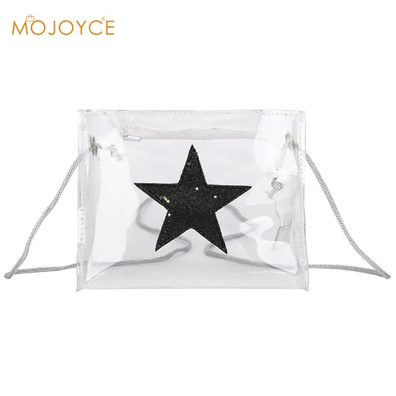 

Fashion Women Transparent Clean Chain Crossbody Bag Sequins Star Shoulder Bags For Girls Mini Messenger Bag Sac A Main 2019 New